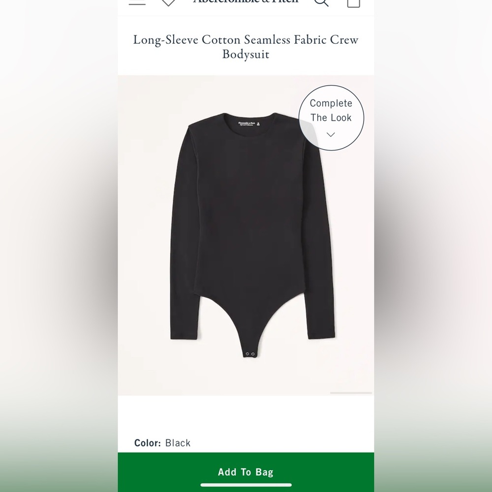 Abercrombie Black Bodysuit- brand new without tags. Size L